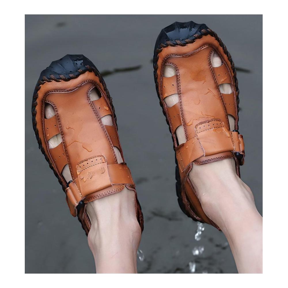 Entdecke den ultimativen Komfort Herren Sandalen aus strapazierfähigem Leder für Outdoor-Abenteuer. Wasserdicht und ideal für Sommerwandern am Strand