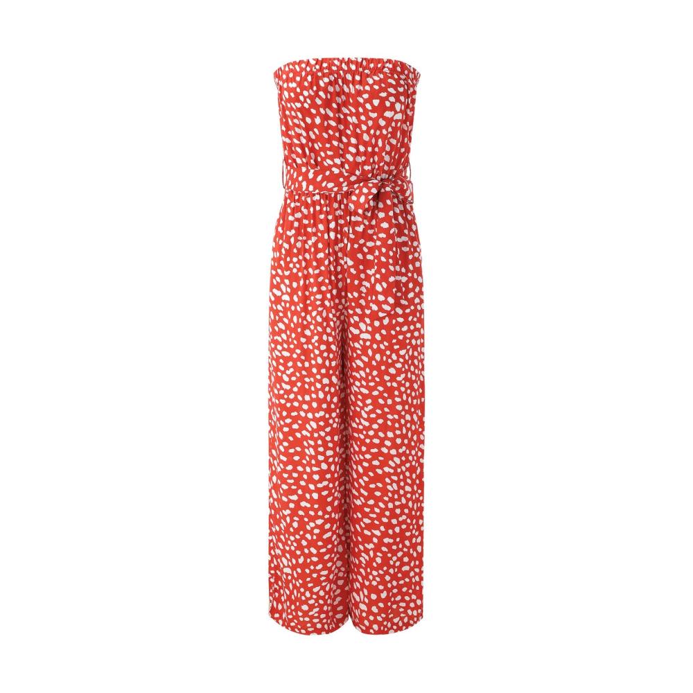 Entdecke den Sommer in voller Blüte Damen Jumpsuit – Schulterfrei Bandeau-Print weites Bein! Stilvoll und verspielt der perfekte Begleiter für sonnige Tage. Jetzt in Orange