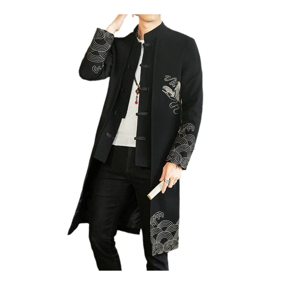 Stilvoller chinesischer Mantel für Herren - Perfekte Streetwear für den Frühling! Langer Trenchcoat mit orientalischem Flair. Ein Muss für Ihren Kleiderschrank