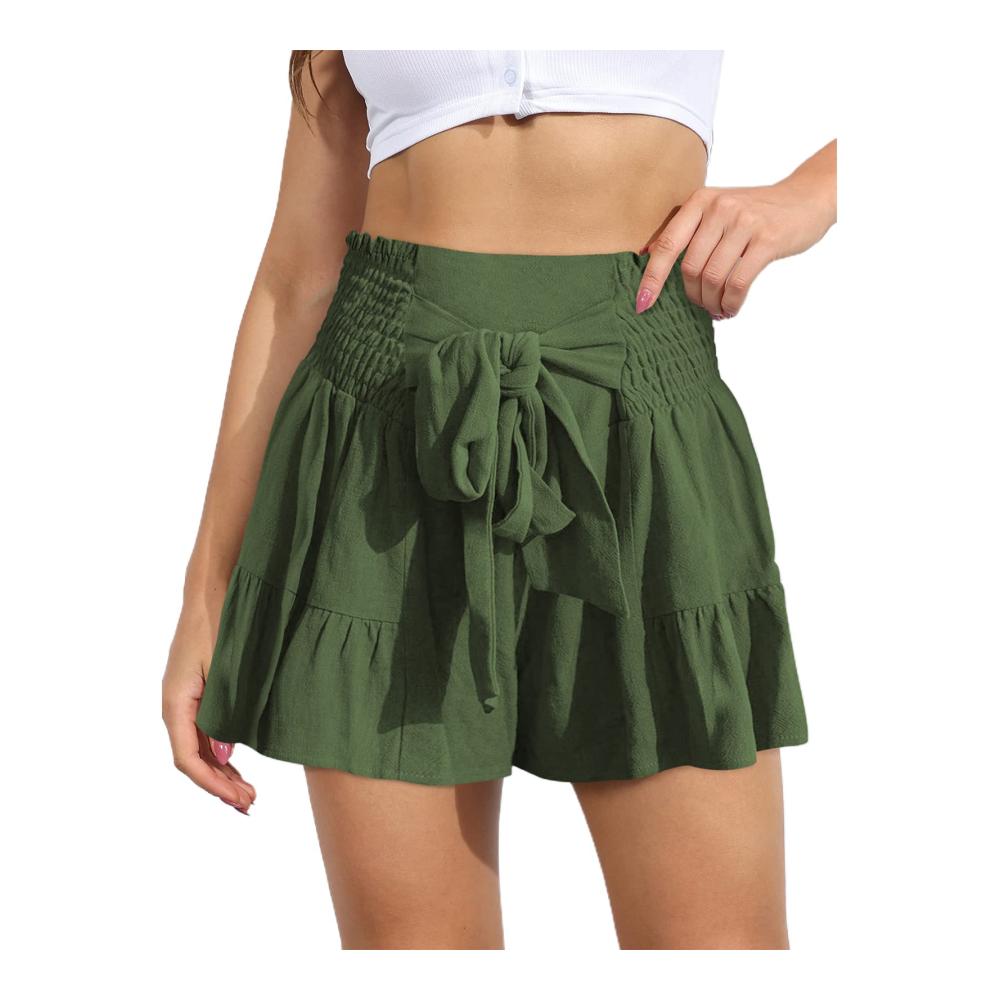 Entdecke den ultimativen Sommer-Style Damen High-Waist Shorts mit trendigen Rüschen und weitem Bein - Perfekt für stilvolle Leichtigkeit