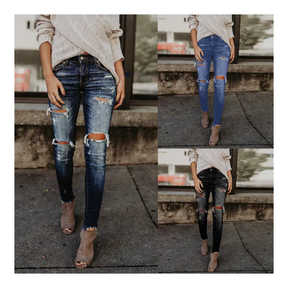 Entdecken Sie die ultimativen Jeanshosen Damen Röhrenjeans Super Trashed Skinny Jeans Extrem zerrissen und mit Zierrissen für einen trendigen Look