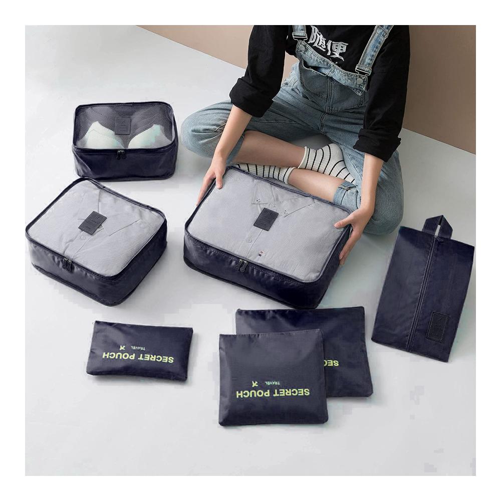 Maximale Organisation für unterwegs 6-teiliges Kofferorganizer-Set in elegantem Schwarz - Perfekte Reisebegleiter für müheloses Packen und Entpacken