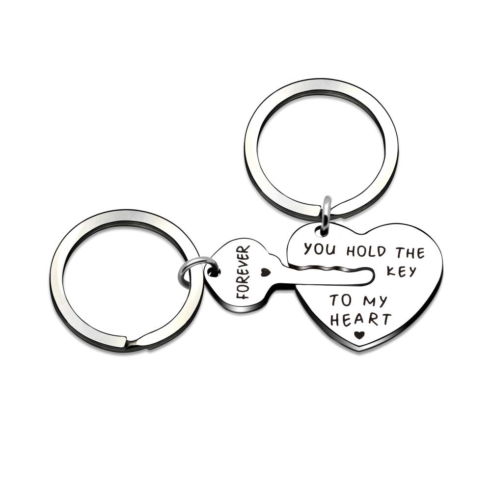 Damen Schlüsselanhänger Set  Liebesschloss Herz Anhänger  Partner Geschenk  2-teilig – Du trägst den Schlüssel zu meinem Herzen für immer