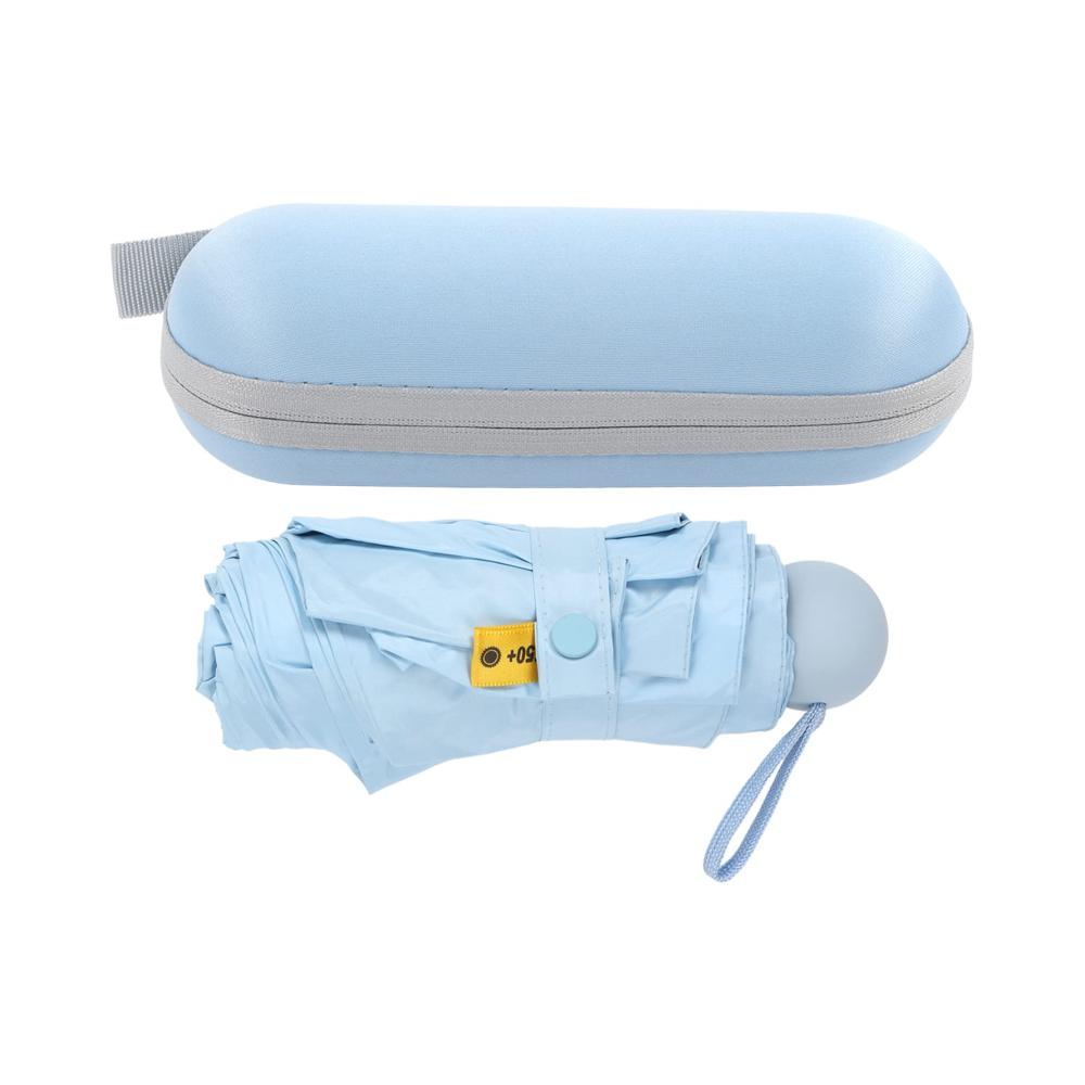 Kompakter Taschenschirm in Blau 5-fach faltbar UV-Schutz mit Box - Ideal für Reisen - Praktisch und stilvoll für Männer und Frauen