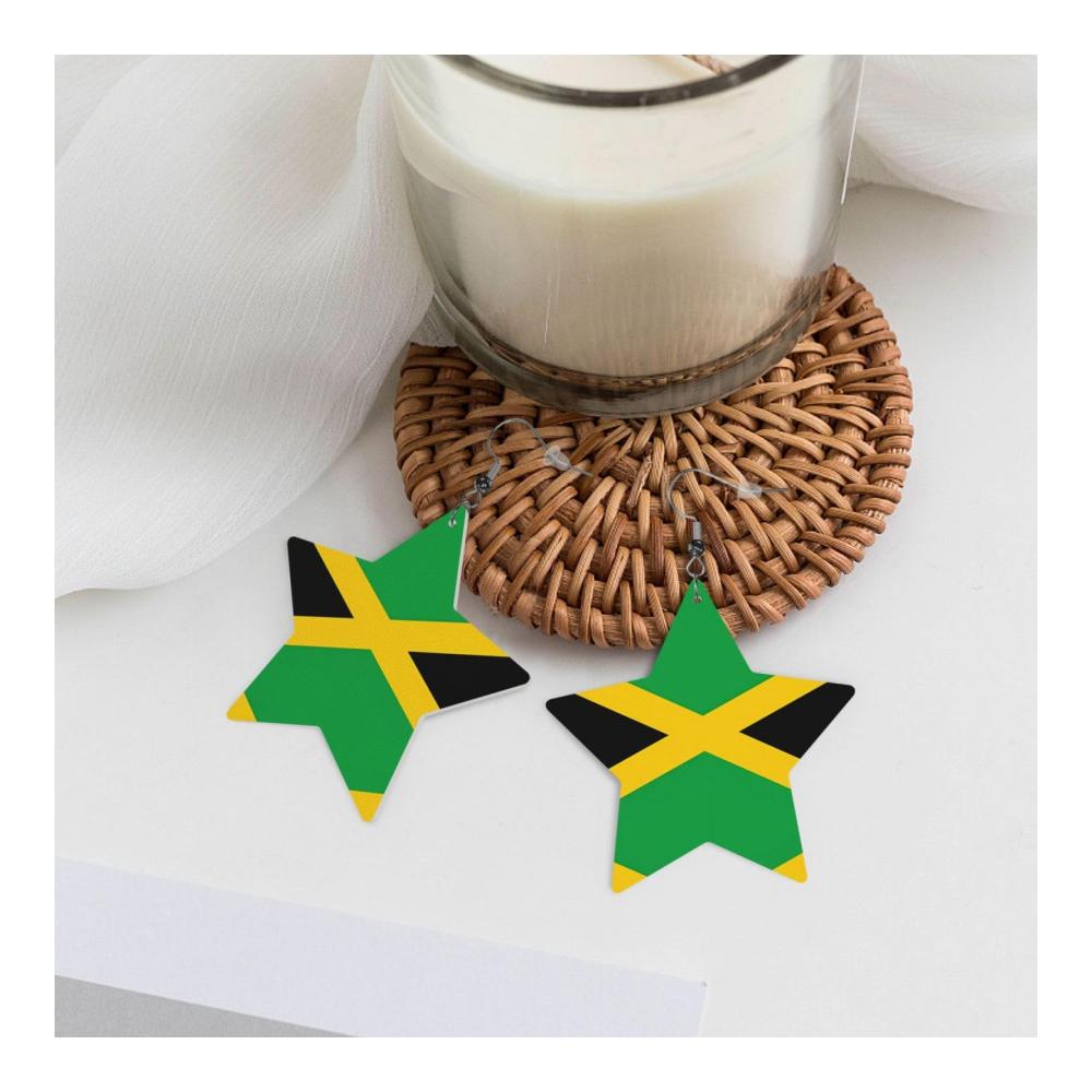 Stilvoll baumelnde Ohrringe mit Jamaika-Flagge 2 Stück leicht und schön für Frauen und Mädchen Einheitsgröße aus Leder - Ein exotisches Accessoire das Eleganz und Kultur vereint