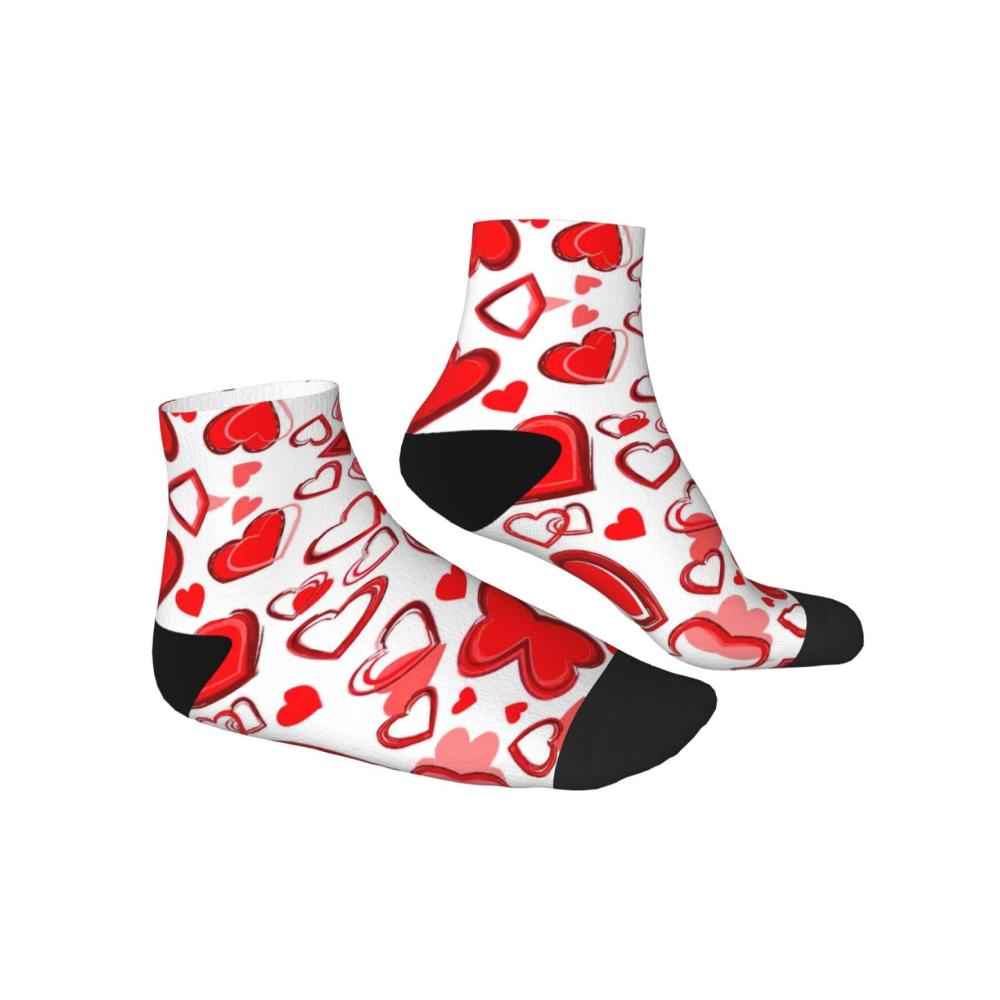 Komfortable Knöchelsocken für Erwachsene mit stilvollen Designs – Romantisches Rot Unisex One Size Ideales Geschenk für Damen und Herren