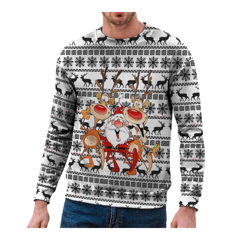 Herren Weihnachtspullover Sweatshirt | Weihnachtsdruck | Moderner Style | Herbst Winter Langarmshirt | Party Pullover für Männer | Trendige Sweatshirts für jede Gelegenheit