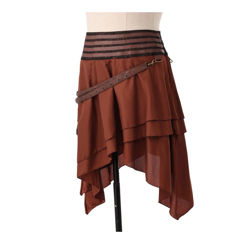 Entdecken Sie den zauberhaften Charme des Viktorianischen Steampunk Rocks mit mittelalterlicher Tasche für Piratinnen! Gönnen Sie sich diesen Gothic High-Low Skirt für einen atemberaubenden Look