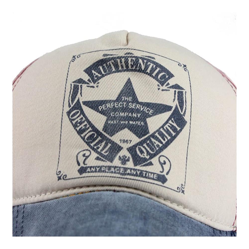 Einzigartiges YULOONG Vintage Baseball Cap mit Pentagramm Sternmuster Stilvoller Denim-Trucker für Outdoor-Enthusiasten Unisex-Design aus 100% Baumwolle