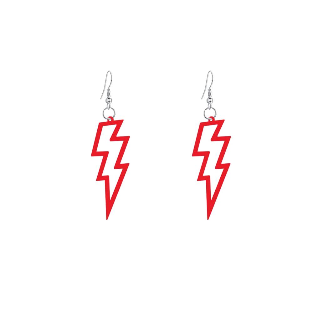 Auffällige 80er Neon Ohrringe - Halloween Blitz Ohrringe für Retro-Style - Acryl Tropfen für Damen - Perfekt für 80er Partys - In Rot