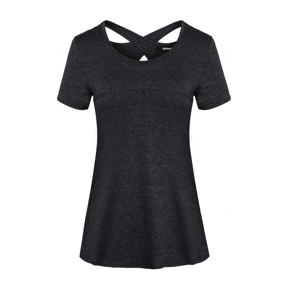 Entdecke den ultimativen Komfort Damen Sport T-Shirts Leicht & Atmungsaktiv Rückenfrei für Yoga & Fitness in Schwarz Größe XXL
