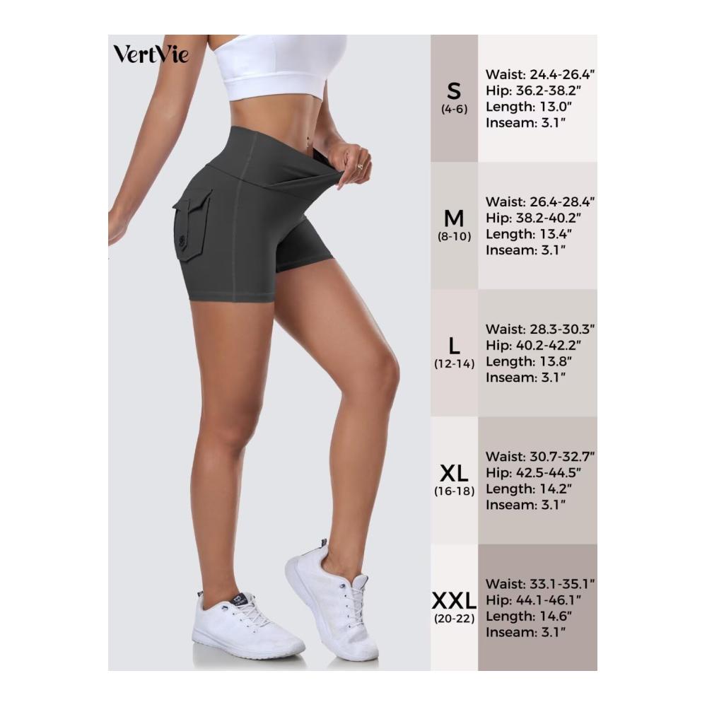 Stylische Damen Shorts V-Cross Design High Waist mit Taschen für den Sommer! Blickdichte nahtlose Radlerhose für Sport und Freizeit