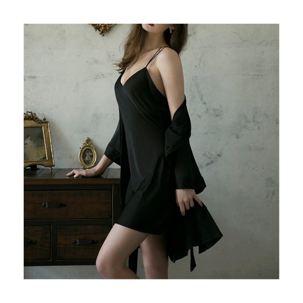 Luxuriöser Seiden-Bademantel für Damen - Elegante Nachtwäsche und Kimono Robe mit rückenfreiem Design - Verwöhnung pur nach dem Baden - Exquisite Komfort in XL