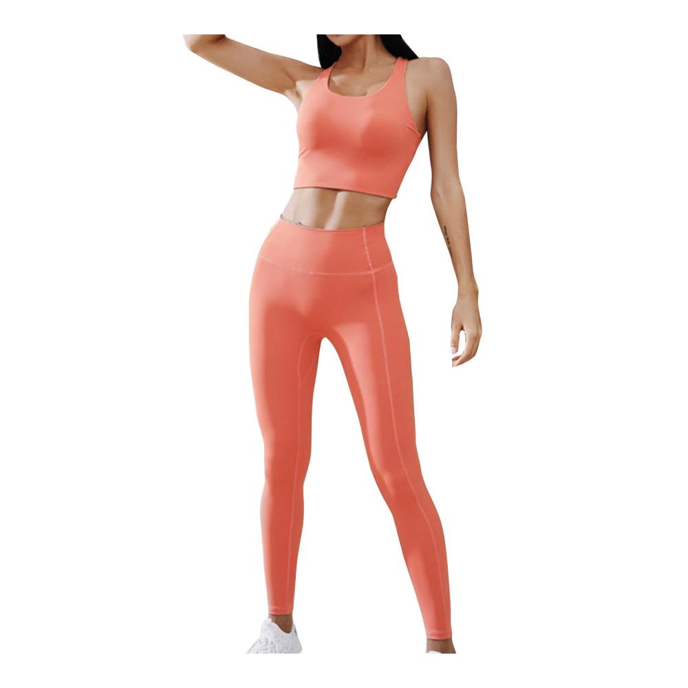Ultimativer Komfort für dein Training Nahtloses Yoga-Outfit Damen Sport-BHs | Atmungsaktiv | Hohe Taille | Orange | 3XL