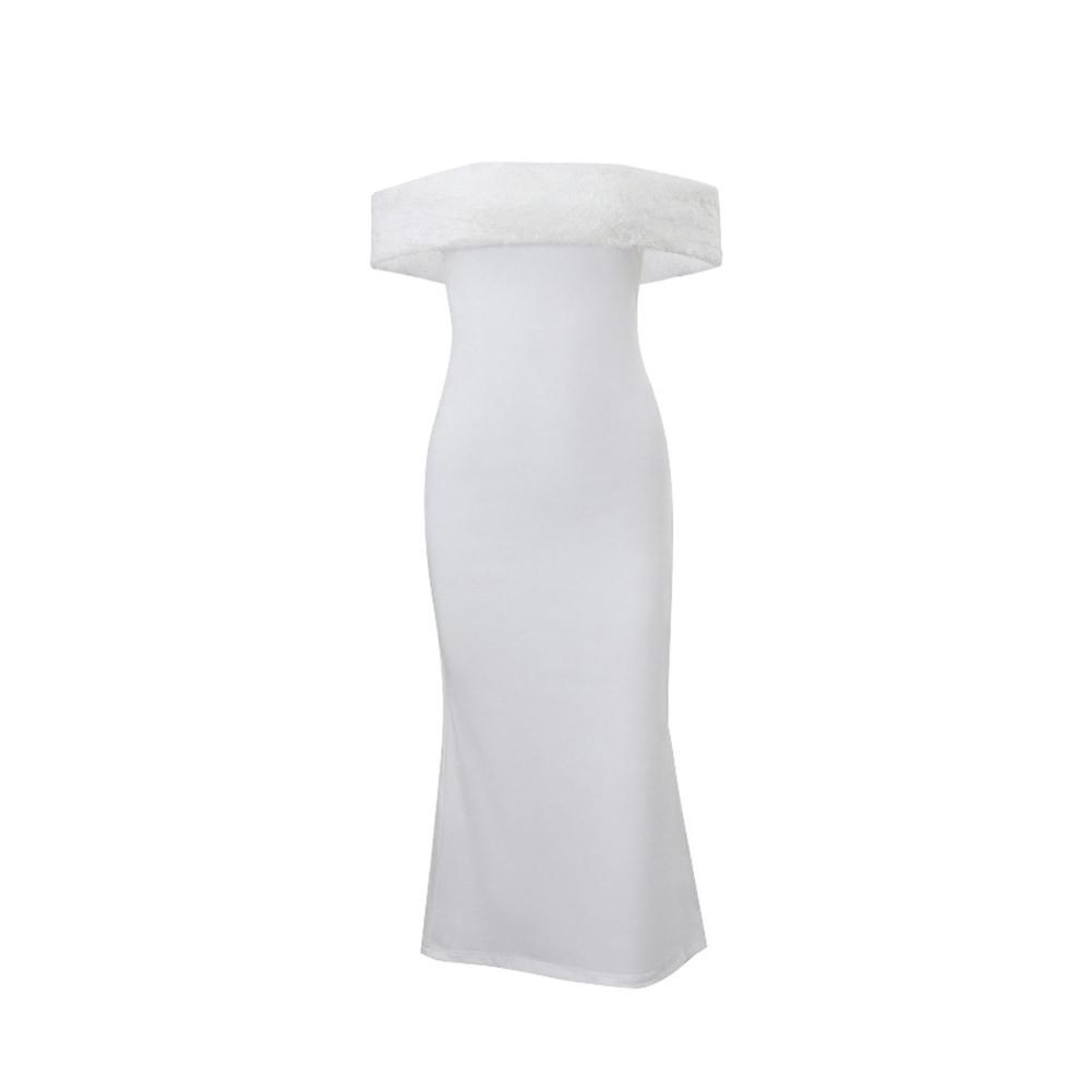 Entdecken Sie Eleganz Trendige 2024 Damen-Röcke - Einzigartiges Winter-Style mit Plüschdetails - Weiß-S One-Shoulder-Patchwork-Kleid für einen stilvollen Auftritt! Perfekt für die kalte Saison