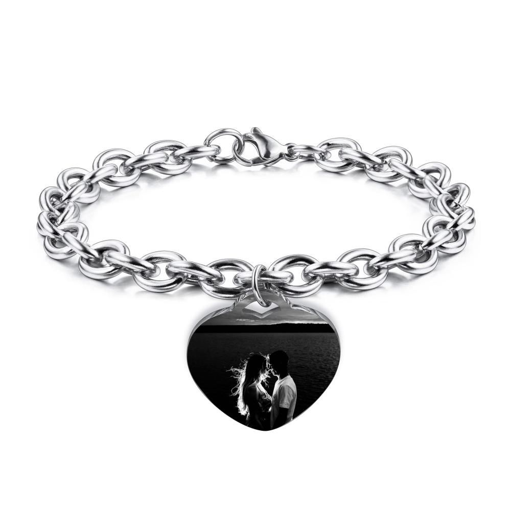 E2: Silver Heart Charm (Black & White Photo)