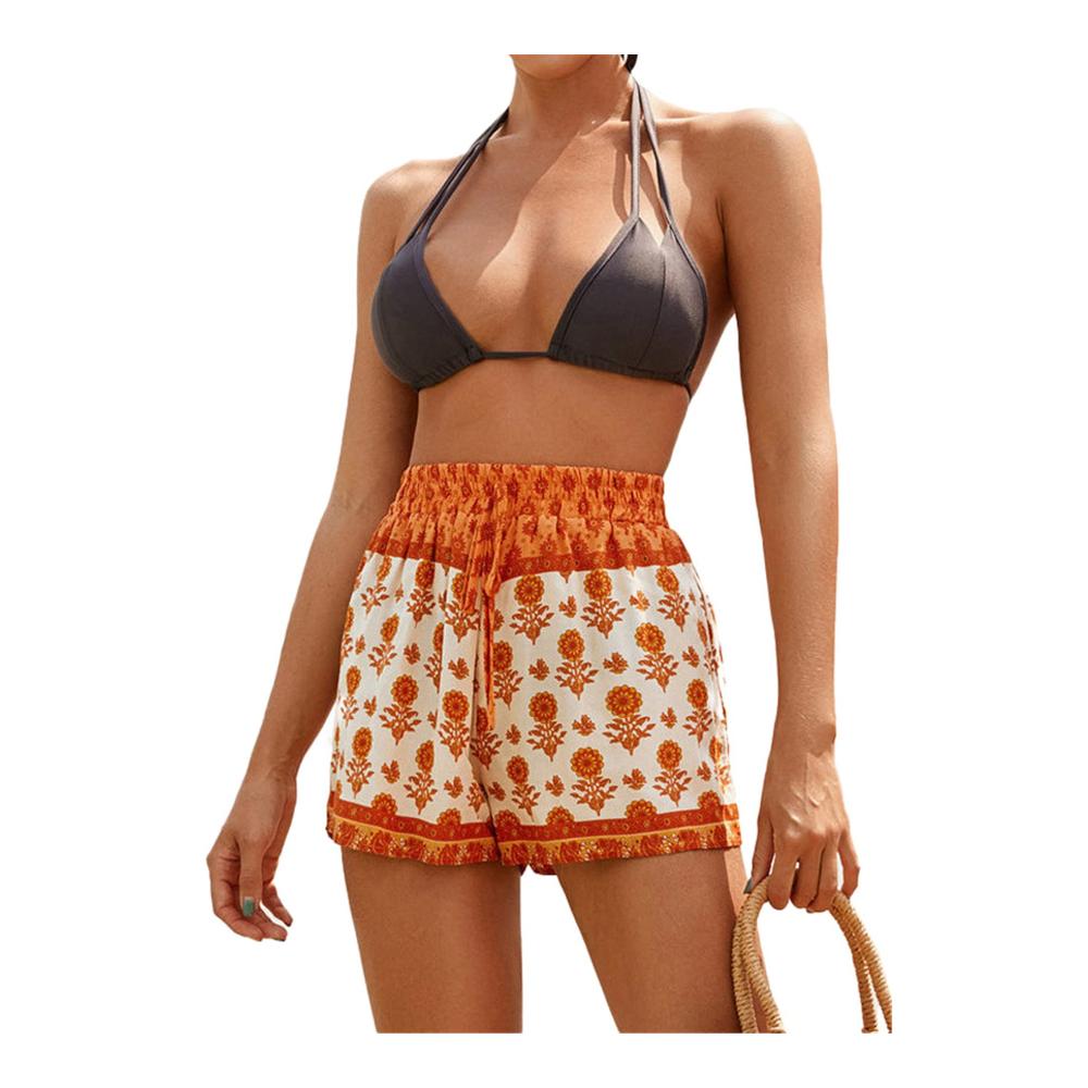 Entzückende Damen Sommer Shorts - Stilvolle Sonnenblumenmuster Retro High Waist Design perfekt für den Strand! Holen Sie sich jetzt diese Vintage-Shorts