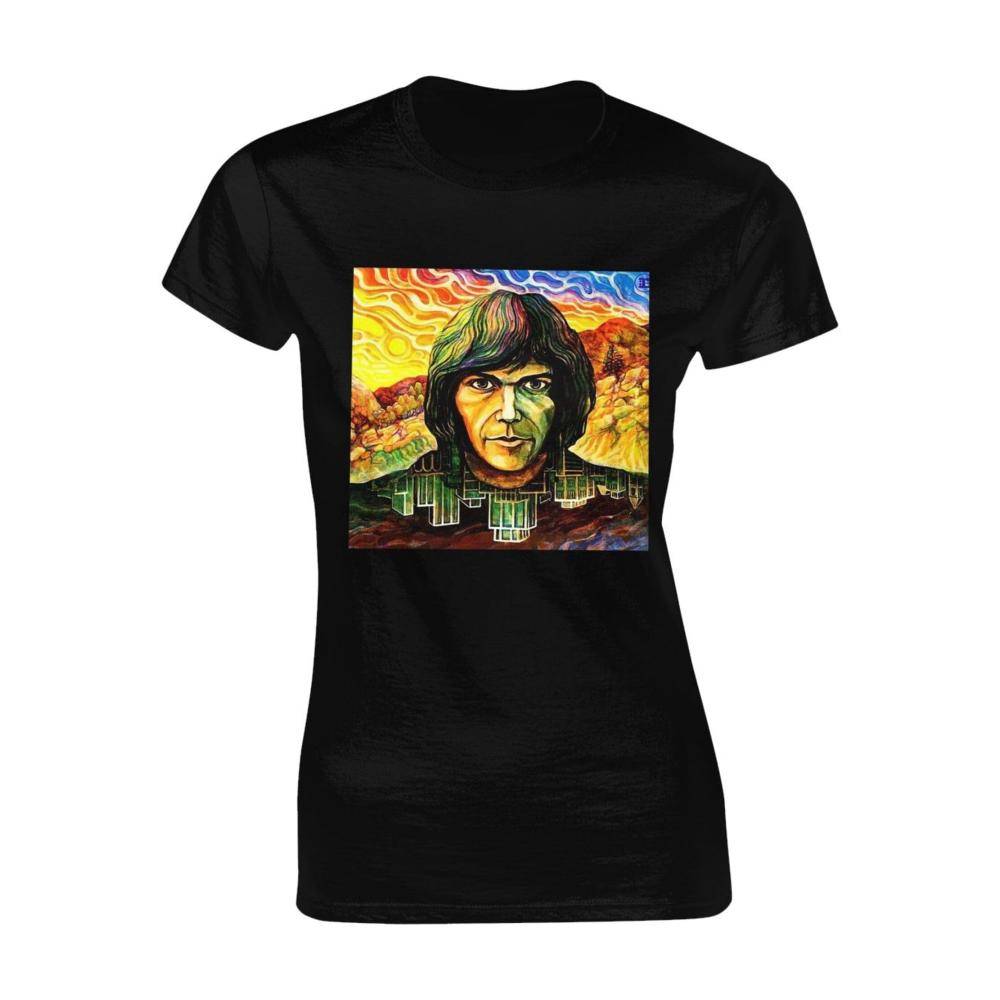 Einzigartiges Damen Baumwolle T-Shirt Stylisches Neil Young Crazy Horse Rundhals Kurzarm Tee in Schwarz - Perfekt für Frauen die sich wie ein Singer fühlen wollen