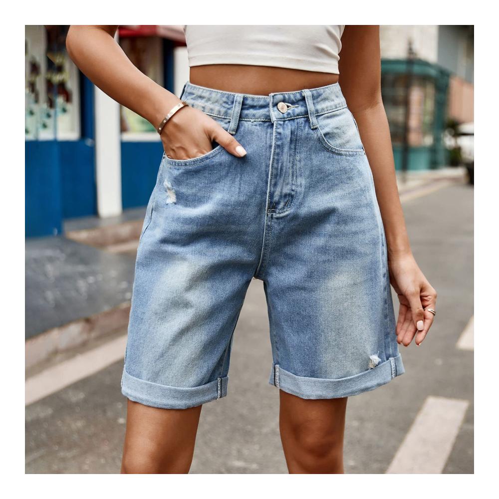 Entdecke den Sommerstil Damen Y2K Jeans Shorts mit Taschen