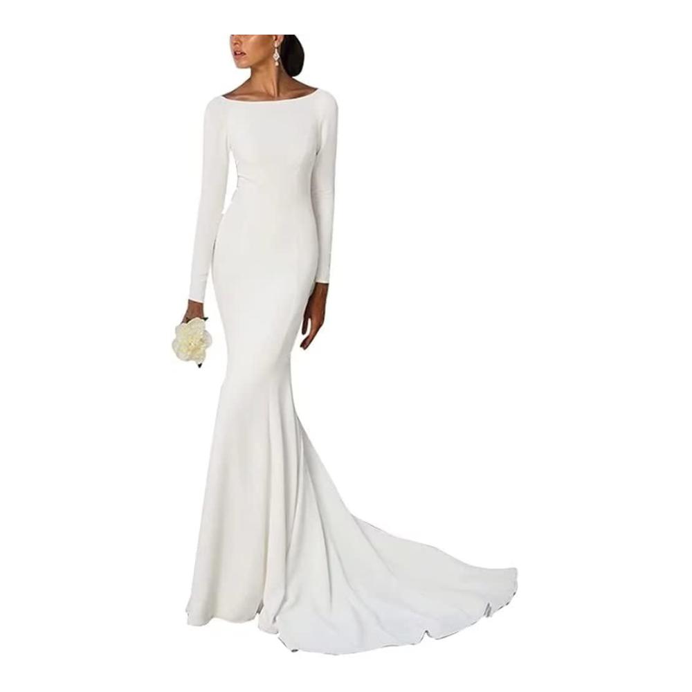 Romantische Damen Tüll Spitze Brautkleider mit Langarm Appliques für den besonderen Tag – Elegante Hochzeitskleider für das Standesamt und mehr