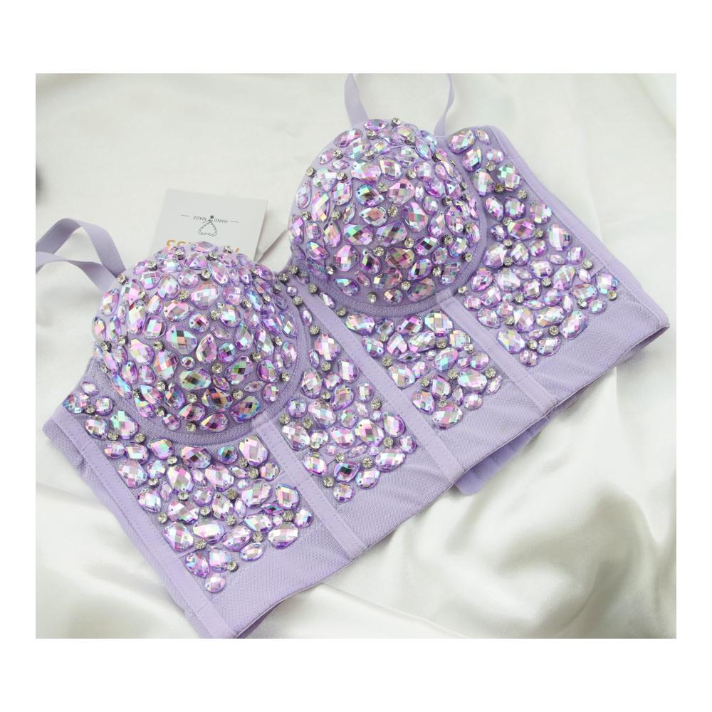 Entzückendes Damen Mesh Strass Bustier Crop Top Glitzernde Party-Korsage & BH mit Push-Up-Effekt für stilvolle Nächte. Perfekt für verführerische Looks