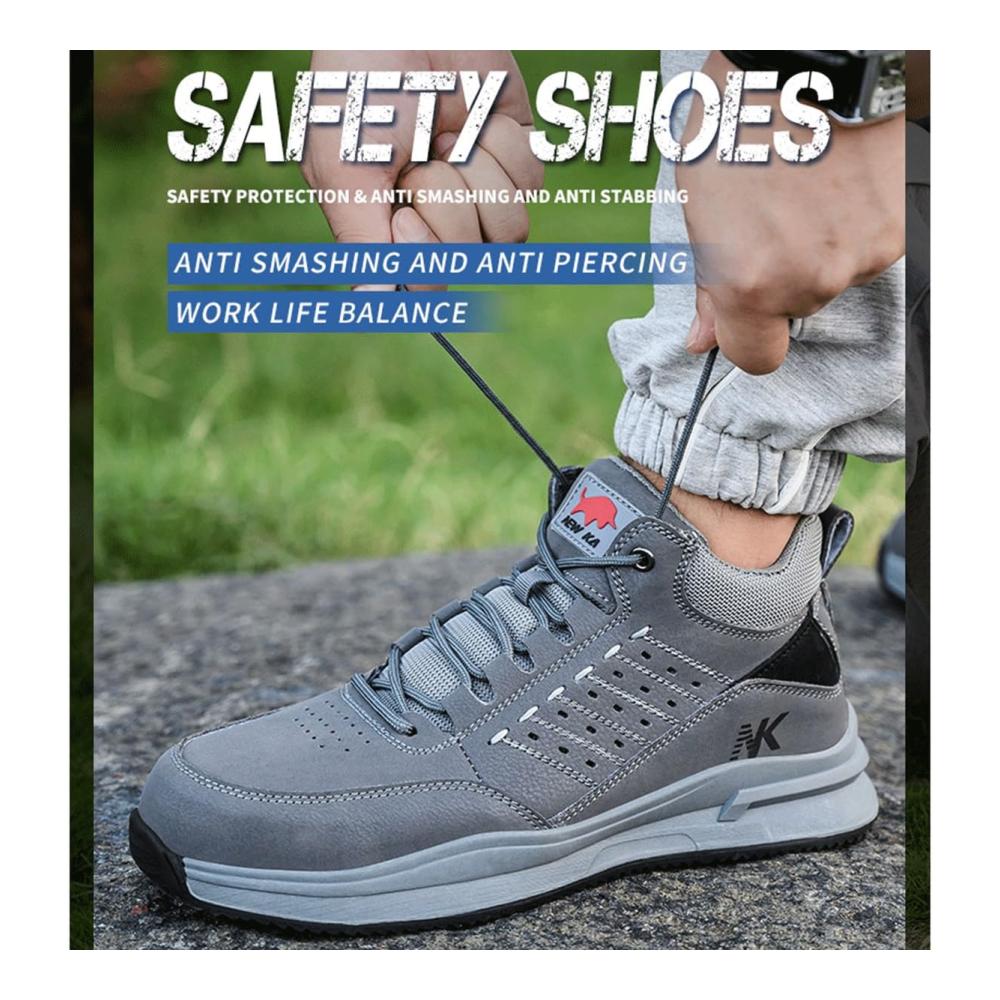 Sneaker Trendige atmungsaktive Sicherheitsschuhe | Durchstichfest & unzerstörbar | Bequeme Arbeits- und Freizeitschuhe (Farbe Grau Größe EU 44