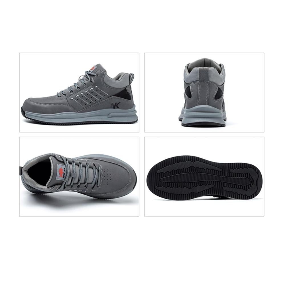 Sneaker Trendige atmungsaktive Sicherheitsschuhe | Durchstichfest & unzerstörbar | Bequeme Arbeits- und Freizeitschuhe (Farbe Grau Größe EU 44
