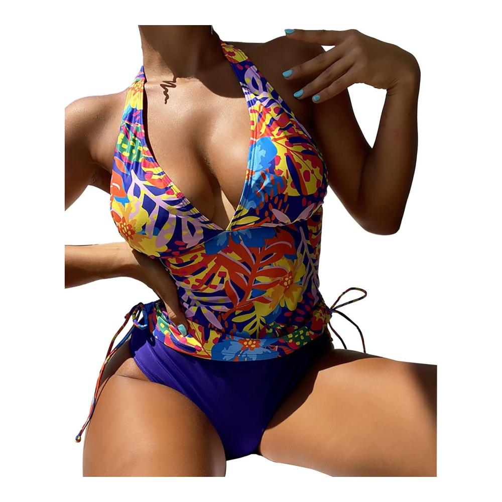 Entdecken Sie den ultimativen Stil mit unseren verführerischen Bikini-Sets! Damen Sexy Strand Bikini mit Sonnenblumenmuster blau Langgröße L. Perfekt für Sonne Sand und Stil