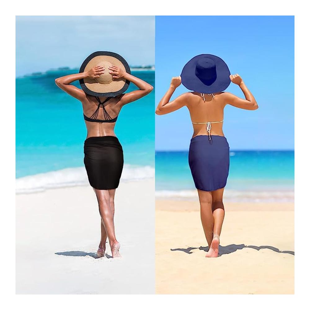 Verführerische Strandmode 2er-Set Pareos & Strandkleider für Damen | Bikini Rock Sarong Chiffon Badeanzug Wrap & Kurz Bikini Cover up | Wickeltuch Strandtuch für einen sexy Look