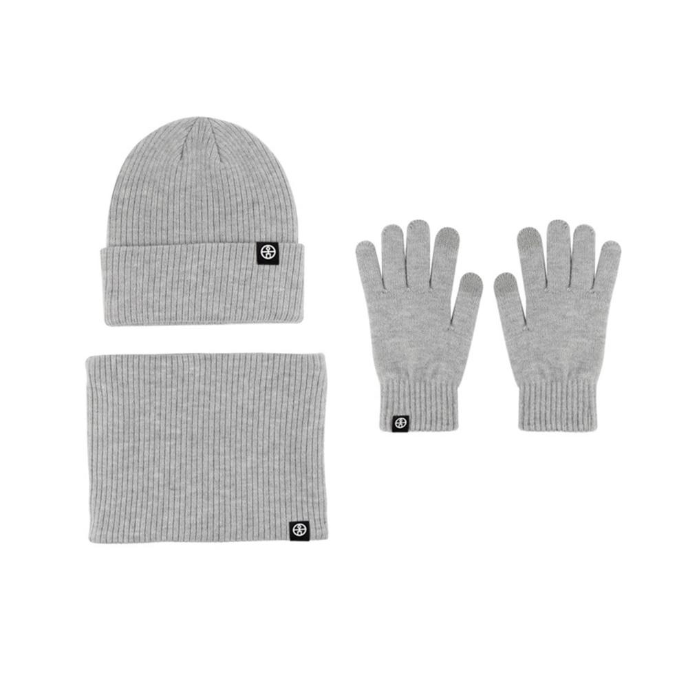 Ultimativer Winterkomfort Graue Strickmütze Schal & Handschuh-Set für Männer & Frauen - Touchscreen-Handschuhe Dicke Wärme und Stil in Einem