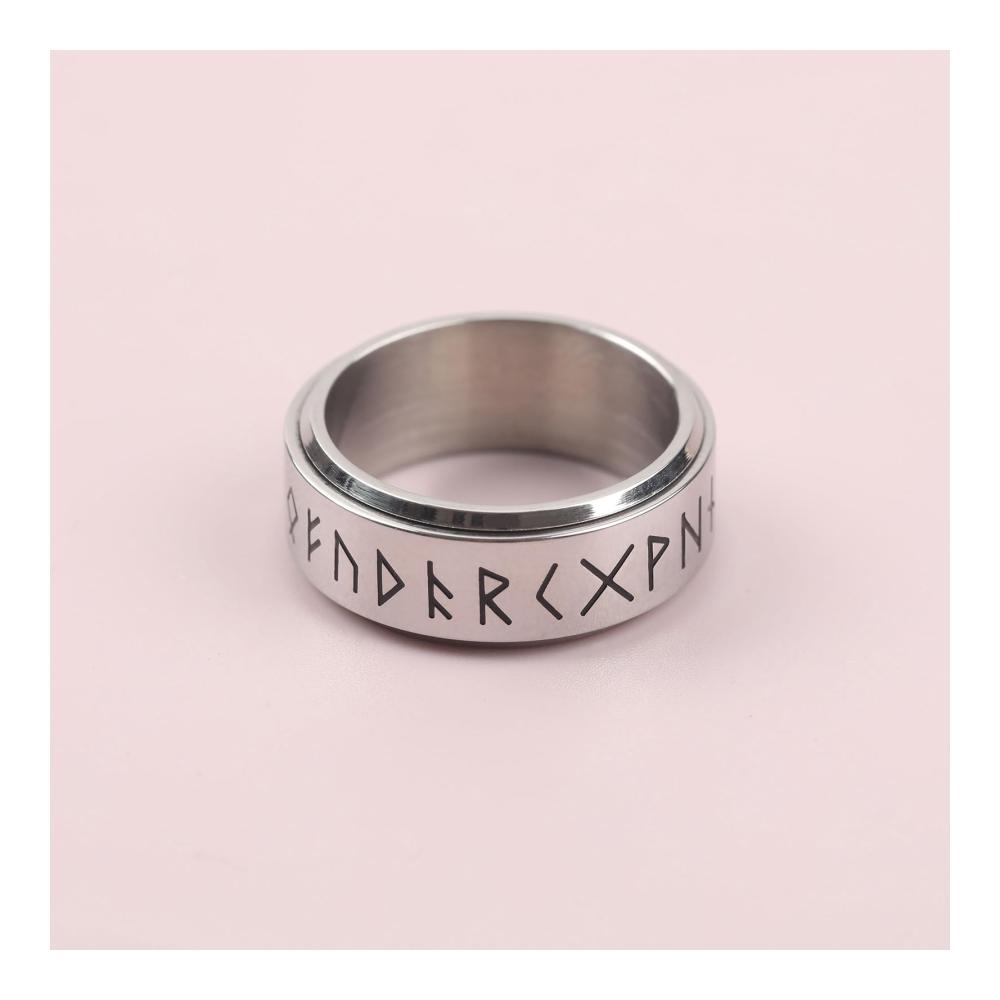 Hochwertiger Edelstahl Viking Herren Damen Ring - Nordische Mythologie Wikinger Rune Spinnerring für Punk Biker Gothic Hip Hop - Viking Schmuck 8MM - Zeitloser Stil