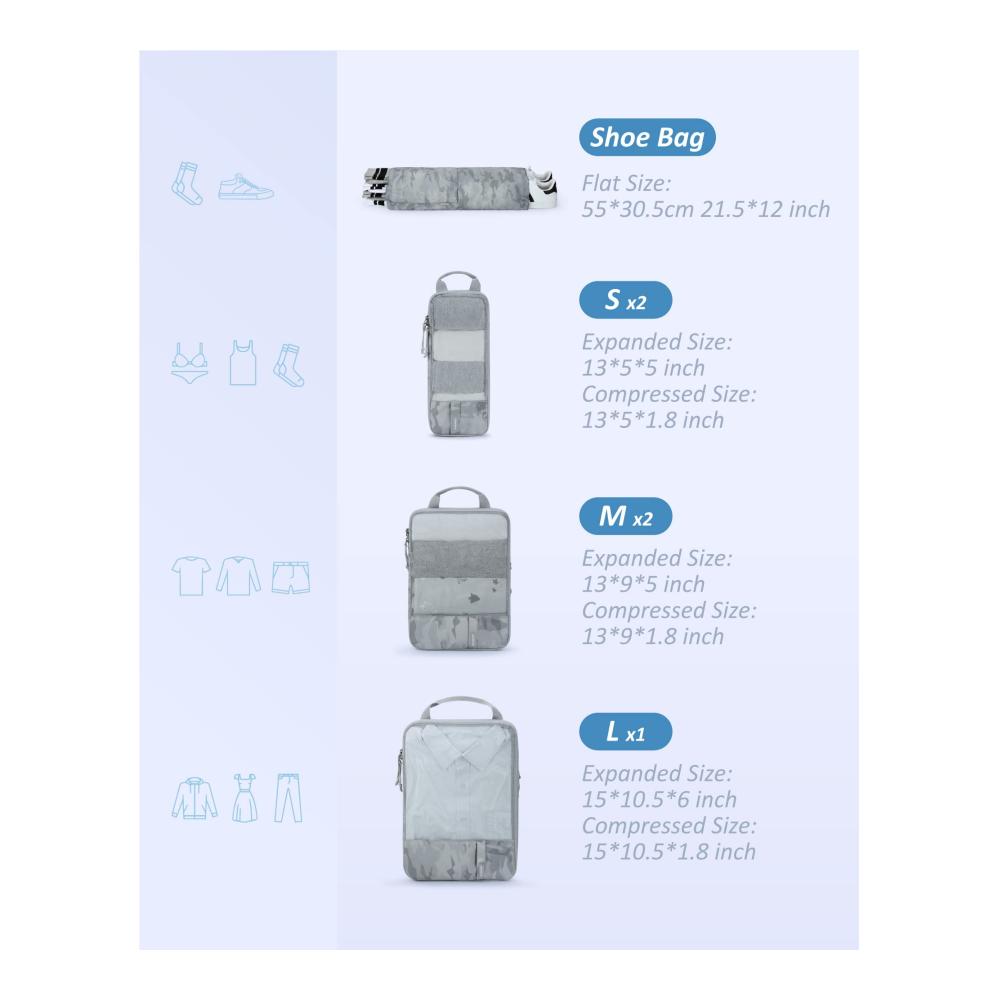 Maximale Ordnung auf Reisen Kofferorganizer-Set mit 6 Teilen für perfekte Packeffizienz und mühelose Organisation. Nie mehr Chaos im Koffer