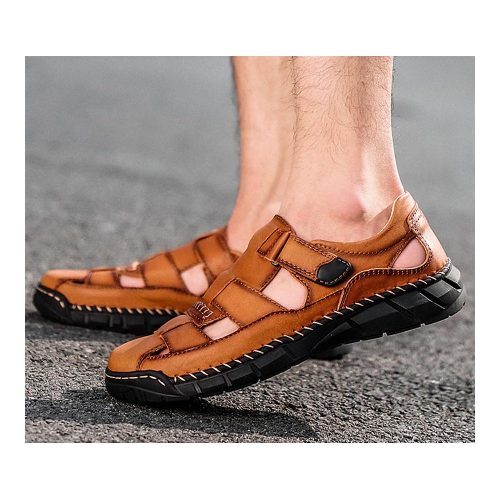 Hochwertige Herren-Sandalen aus robustem Leder für Outdoor-Abenteuer Wasserdicht geschlossene Zehe perfekt zum Wandern und Strandspaß