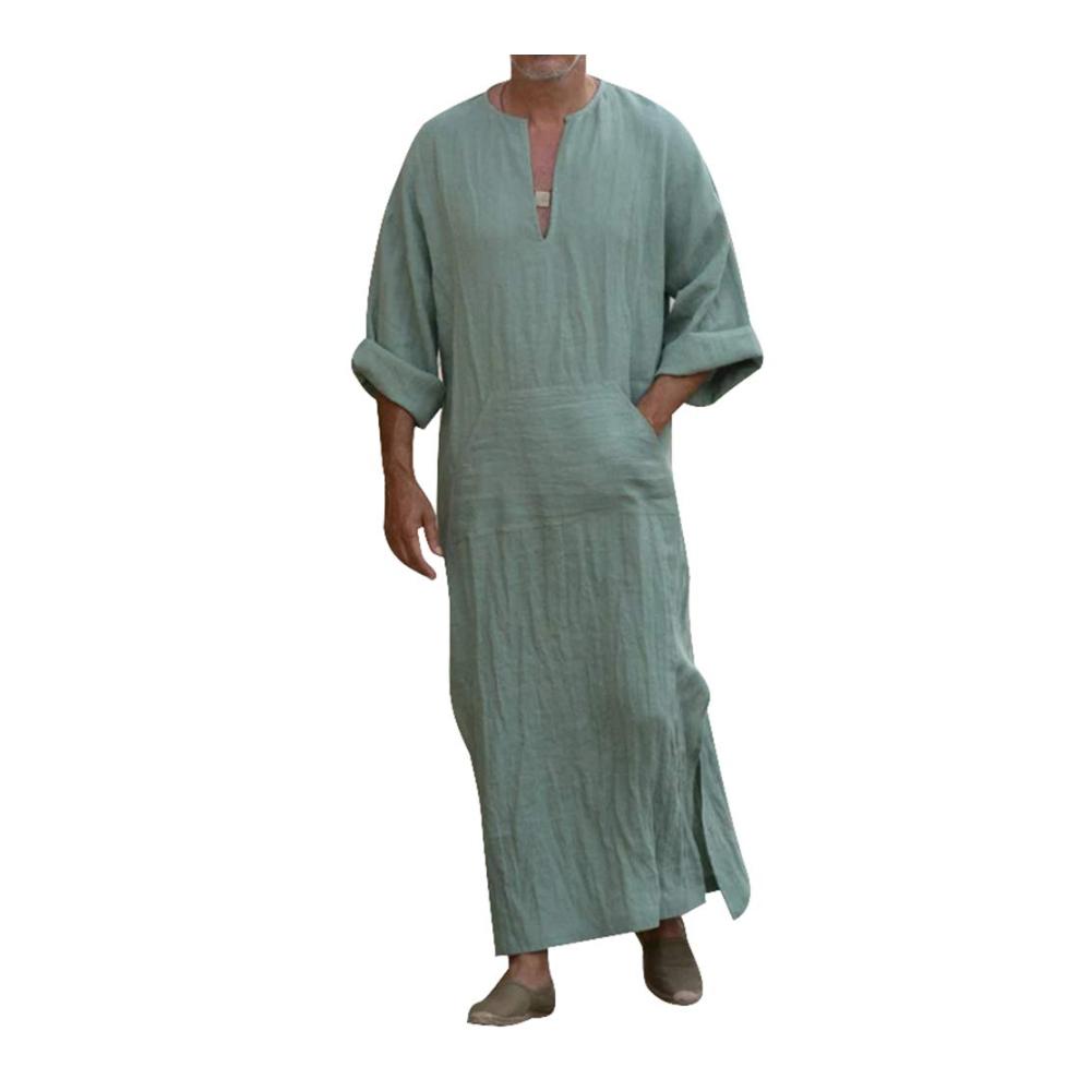 Herren Kaftan im Saudi-Stil Vintage Arabisch Lose Langarm-T-Shirt Muslim Hemd Ethnische Robe Bademäntel Morgenmäntel für stilbewusste Männer