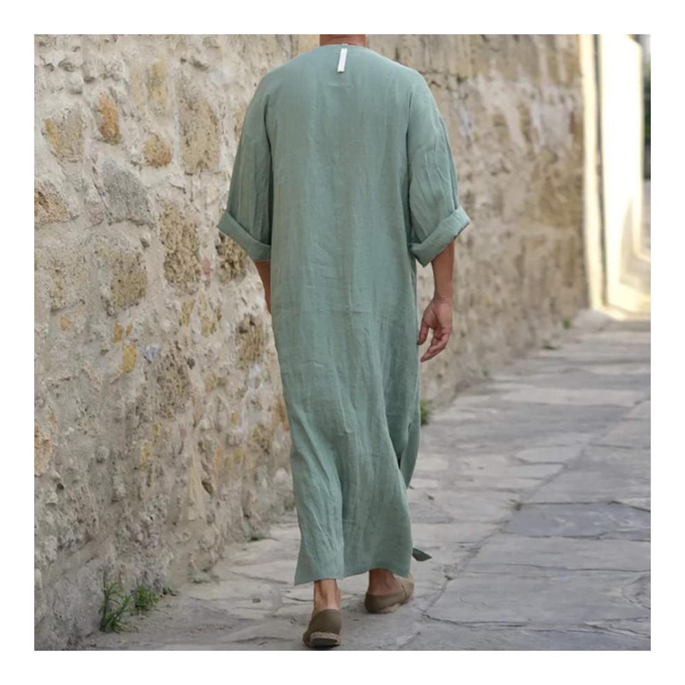 Herren Kaftan im Saudi-Stil Vintage Arabisch Lose Langarm-T-Shirt Muslim Hemd Ethnische Robe Bademäntel Morgenmäntel für stilbewusste Männer