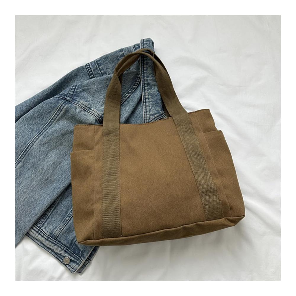 Entdecke den ultimativen Stil Große einfarbige Umhängetasche aus Segeltuch für Damen - Trendige Hobo-Tasche mit viel Platz und praktischen Taschen für einen unvergleichlichen Shopping-Tag