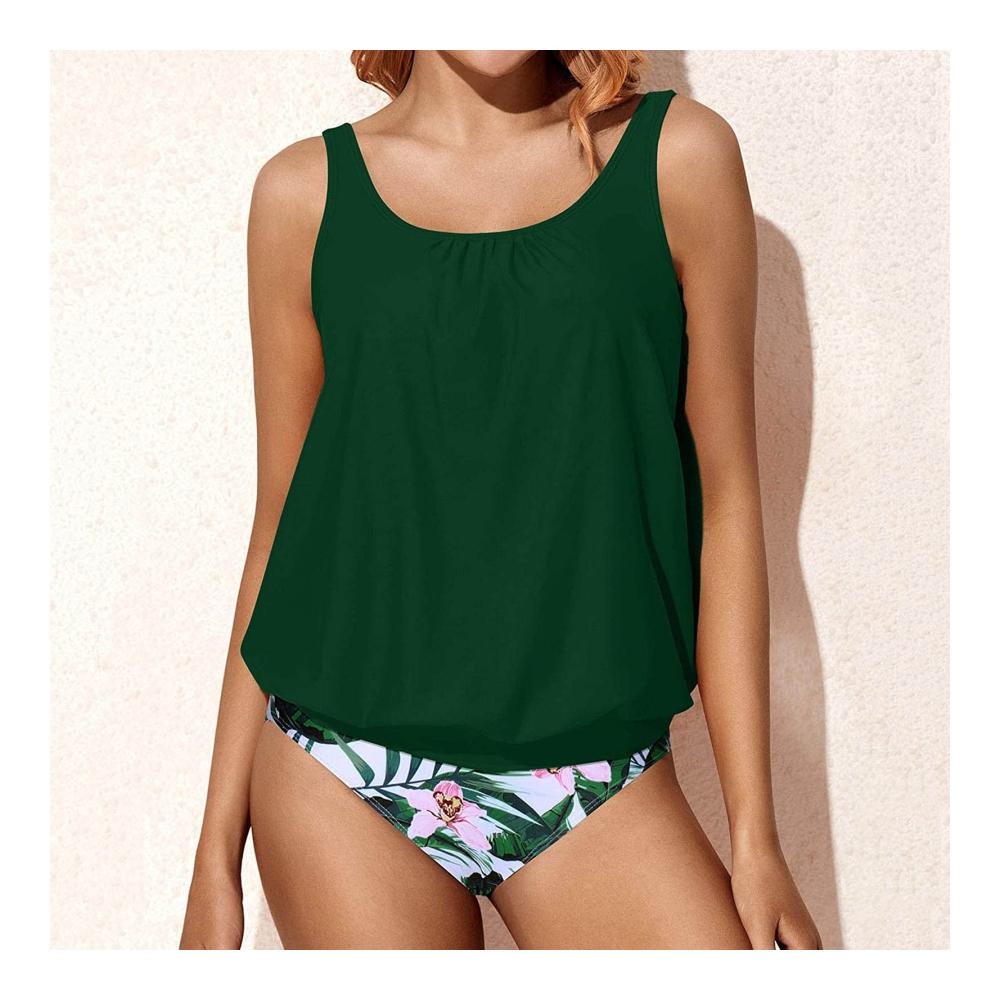 Modischer Damen Tankini Set Bauchweg Zweiteiler mit Muster Größen S-XXL - Attraktives Badeanzug-Set für stilvolle Poolpartys und Strandtage