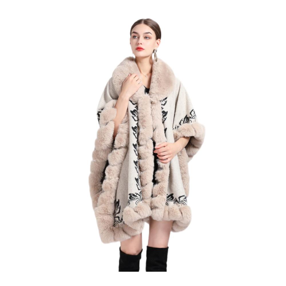 Stilvoller Damen Strick Poncho & Cape Luxuriöser Pelzbesatz für extra Wärme & Eleganz. Perfekt für Winter-Outfits & stilvolle Damenmode. Erhalten Sie jetzt Ihren trendigen Look
