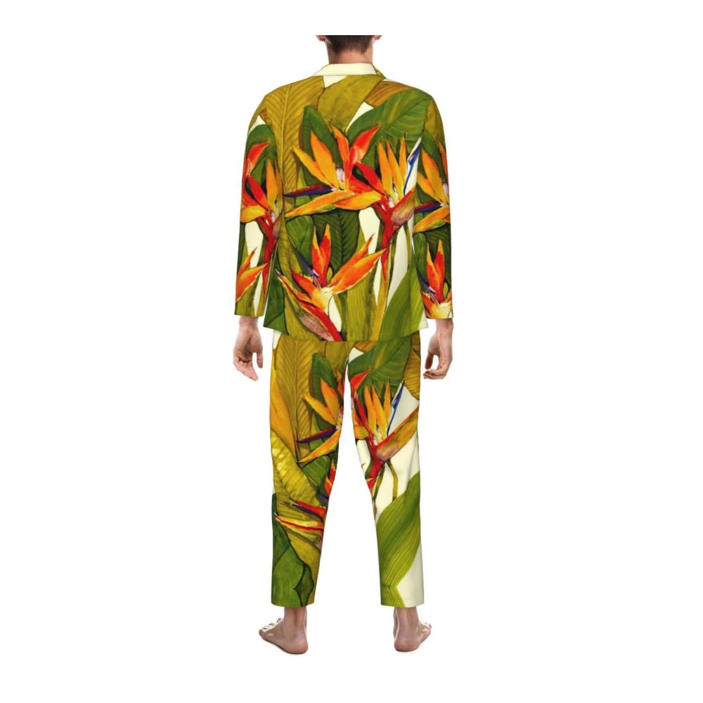 Entspannt schlummern im Tropenparadies Herren-Pyjama-Set mit exotischem Paradiesvogel-Print langärmlig bequem und stylisch. Gönnen Sie sich stilvollen Schlaf