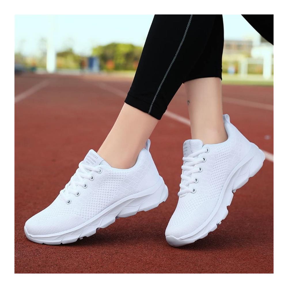 Ultimativer Komfort für Straßenläuferinnen Damen-Sneaker mit Fußgewölbeunterstützung Luftpolsterung und leichtem Design. Perfekt für Walking Fitnessstudio und Sport. Größe 39.5 EU weiß