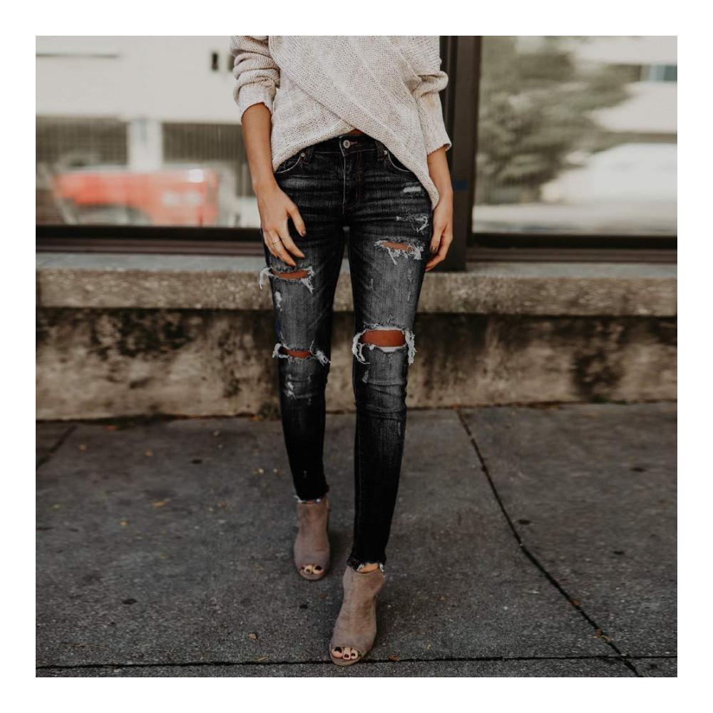 Entdecken Sie die ultimativen Jeanshosen Damen Röhrenjeans Super Trashed Skinny Jeans Extrem zerrissen und mit Zierrissen für einen trendigen Look