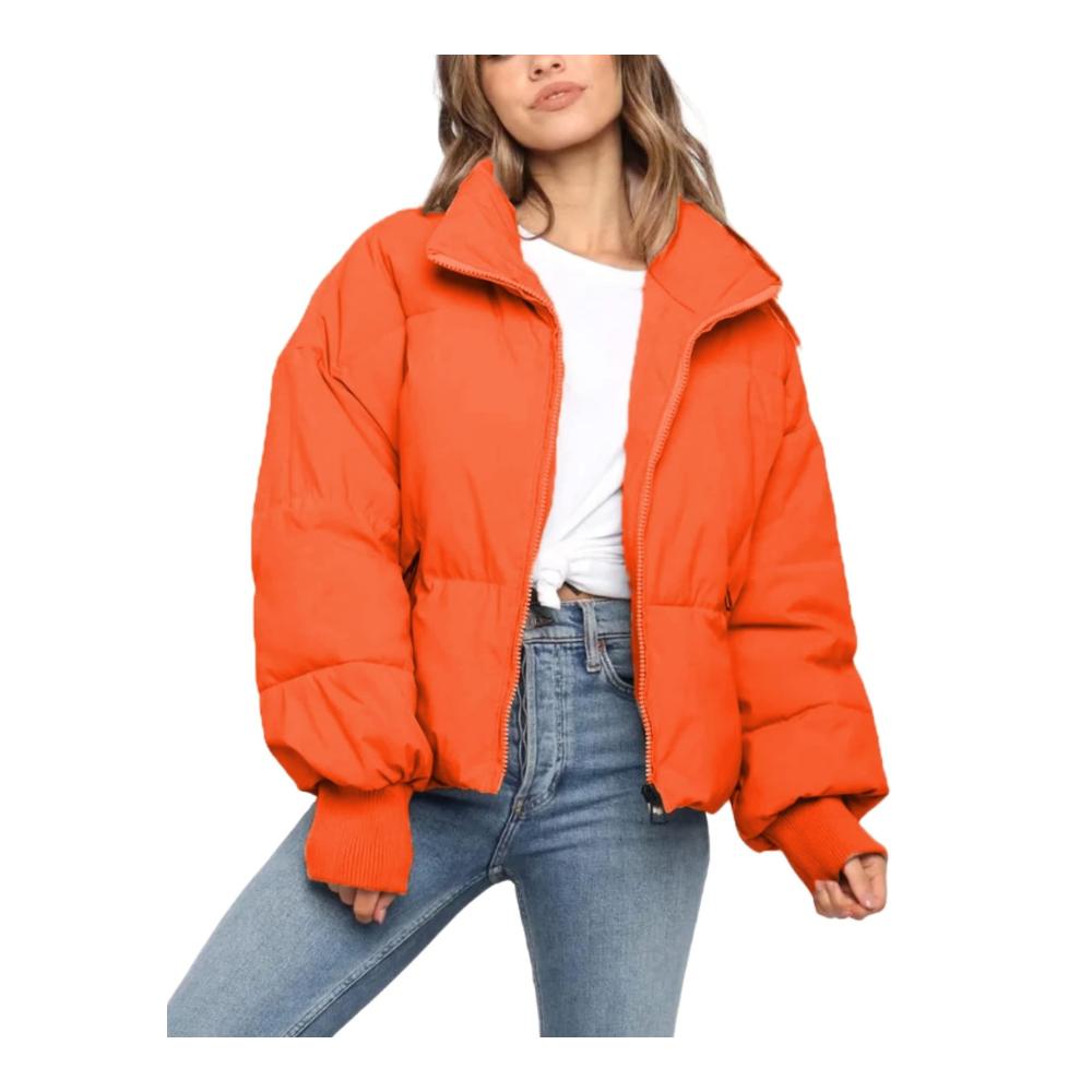 Entdecke den ultimativen Winterstil Damen Daunenjacke mit Stehkragen Reißverschluss & Baggy Fit. Perfekte Kombination aus Wärme und Stil. Jetzt zugreifen