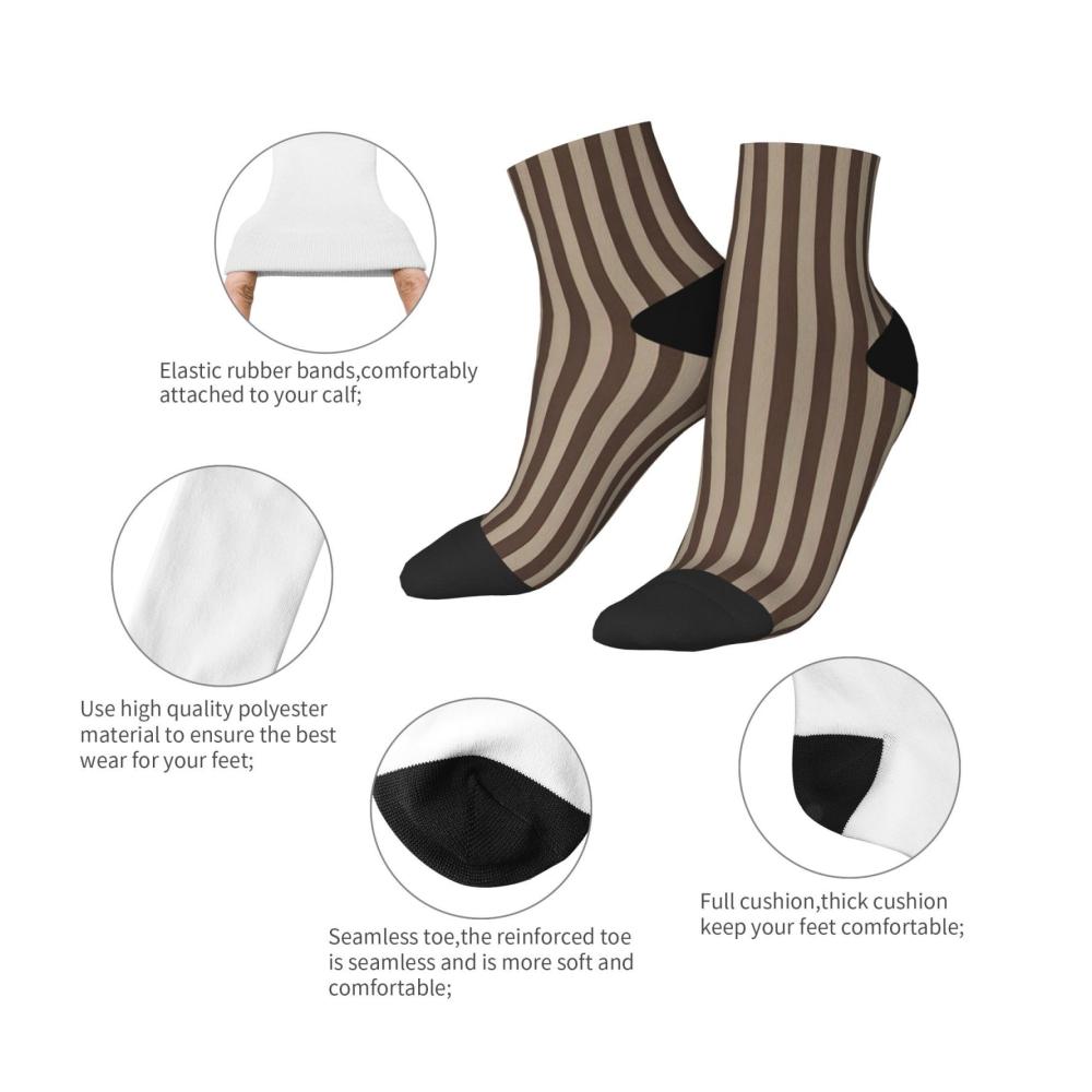 Trendige Knöchelsocken für Damen und Herren - Bequeme Einheitsgröße mit modischen braunen Streifen - Perfekte Socken für jeden Anlass