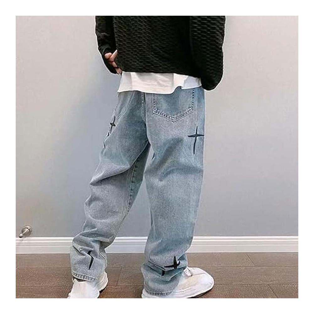 Entdecke den ultimativen Style Vintage Stern Druck Jeanshosen für Herren! Y2k Cargo Jogginghose mit Baggy Passform und lässigem Look. Jetzt zugreifen und den Trend setzen