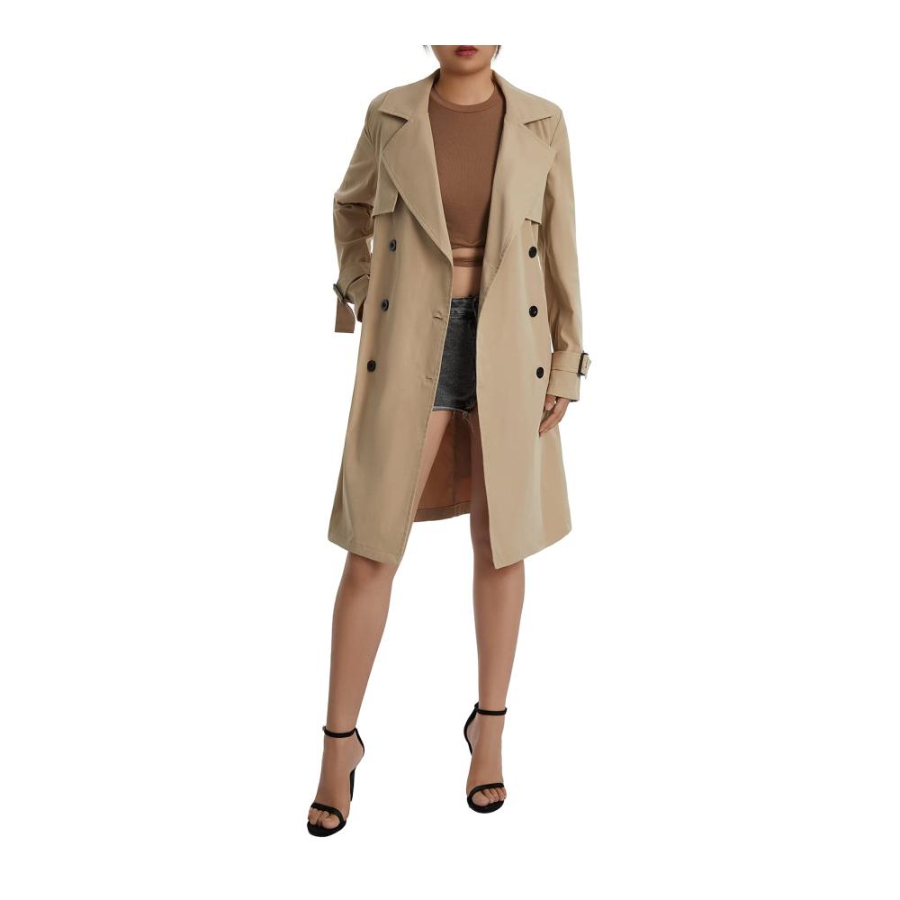 Erhalten Sie zeitlose Eleganz Damen Zweireihiger Trenchcoat - Stilvoller wasserdichter Mantel mit Gürtelschnalle für anspruchsvolle Oberbekleidung. Ideal für jede Saison