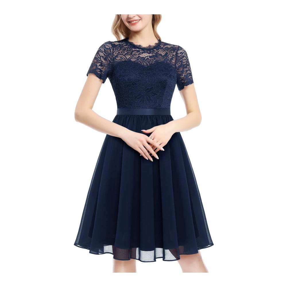 Elegantes Abendkleid Damen Spitzenkleid für Hochzeit Brautjungfern und Partys Maxi Lang - Stilvoll und zeitlos schön