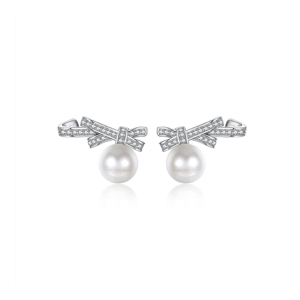 Elegante Damenohrringe Perlen Sterlingsilber Zirkonia Glanz & Stil - Schlichte Ohrhänger für jeden Anlass - Trendige Accessoires für moderne Frauen