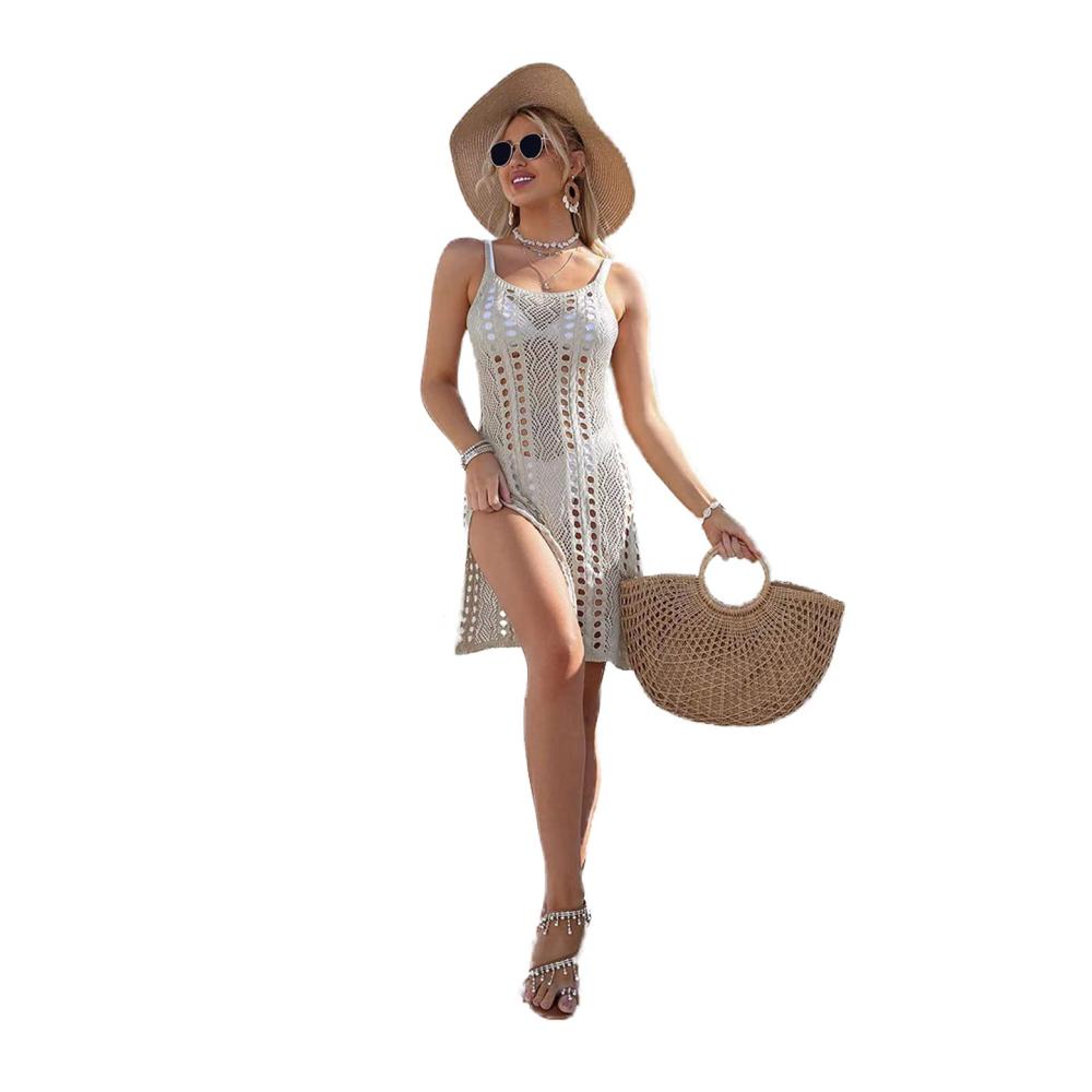 Erfrischendes Sommer-Ensemble Damen Pareos & Strandkleider - Verführerische Gehäkelte Beach Tunika für Bikini Cover Up - Stilvoll Mini Dress für Strandspaß