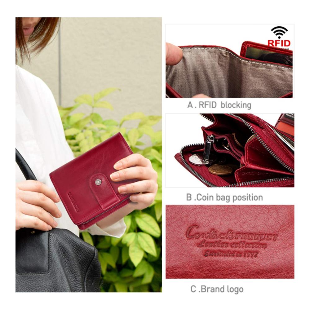 Elegante Geldbörse aus echtem Leder für Herren Bifold Trifold Kartenhalter Reißverschluss Münzfach – stilvoll und funktional in Rot! Entdecken Sie Qualität und Stil