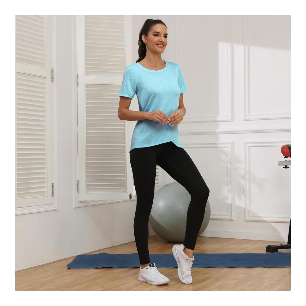 Damen T-Shirt Sportshirt | Leicht & Atmungsaktiv | Funktions Shirt für Fitness Yoga & Laufen | Kurzarm Rundhals Sport Top | Damen Sportbekleidung in vielen Farben & Größen verfügbar